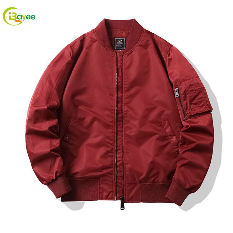 Kişi Böyük Ölçü Kişi Gödəkçələri Düz Neylon Satin Bomber Gödəkçələr