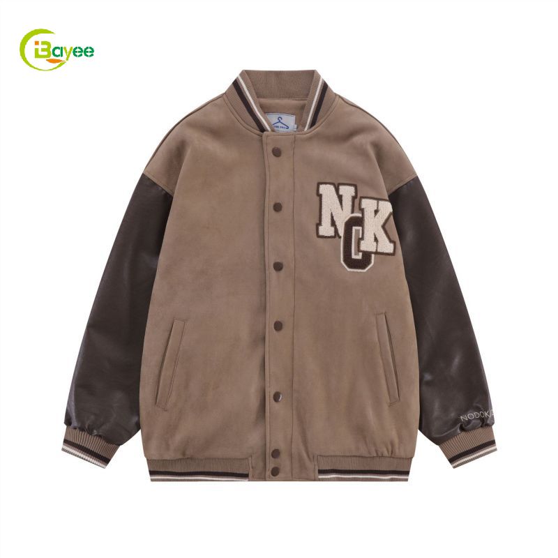 jaket varsity kulit khusus letterman kanggo pria