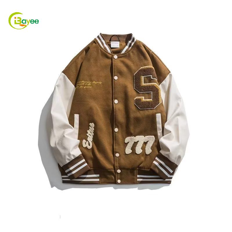 jaket varsity kulit khusus letterman kanggo pria