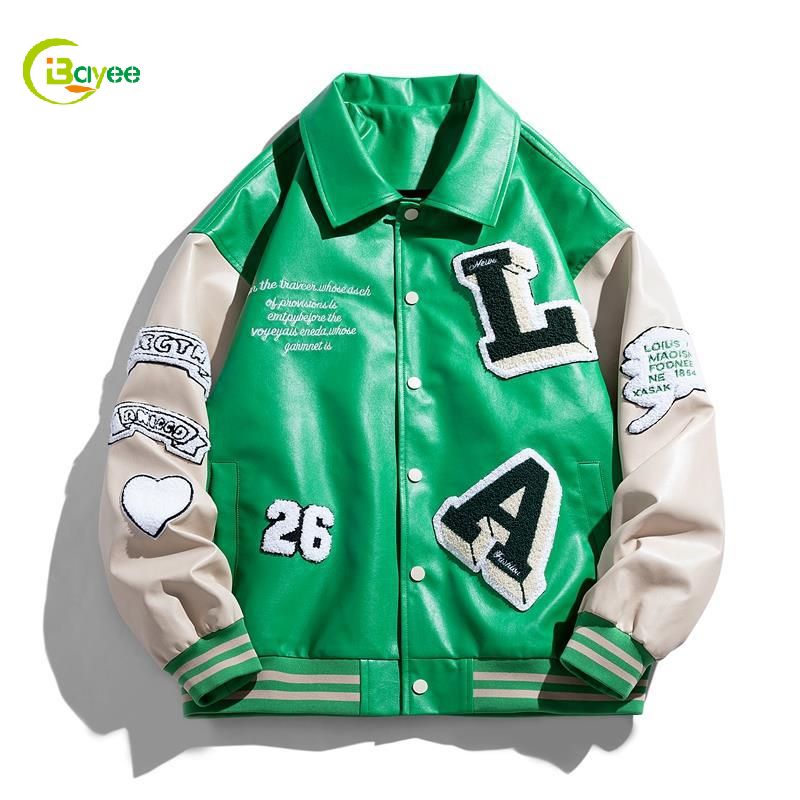 Letterman giacca varsity in pelle persunalizata per l'omi