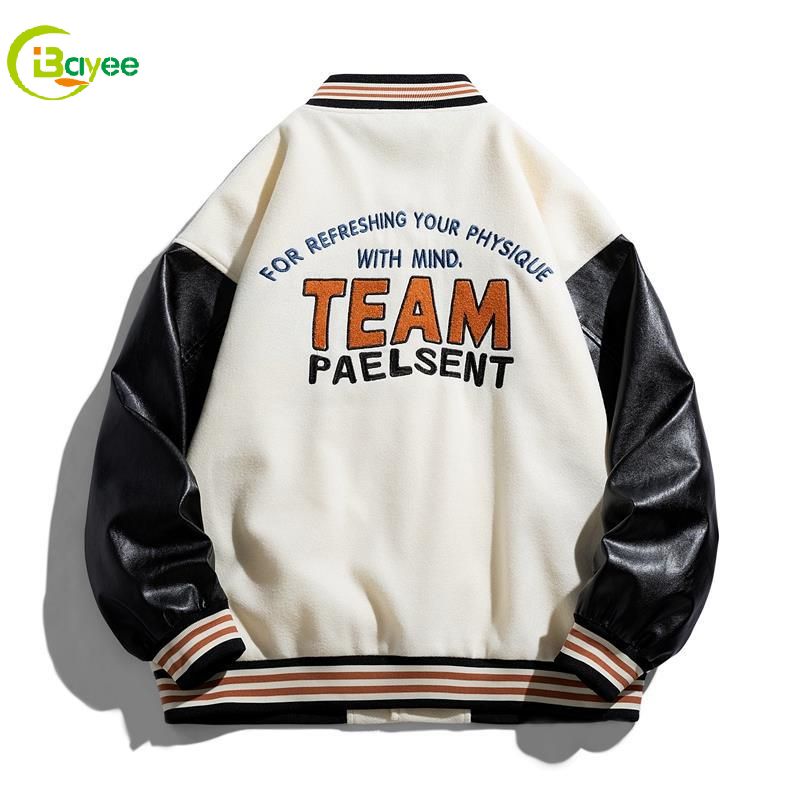 Letterman អាវ varsity ស្បែកផ្ទាល់ខ្លួនសម្រាប់បុរស