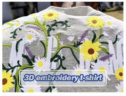 3D embroidery t-shirt