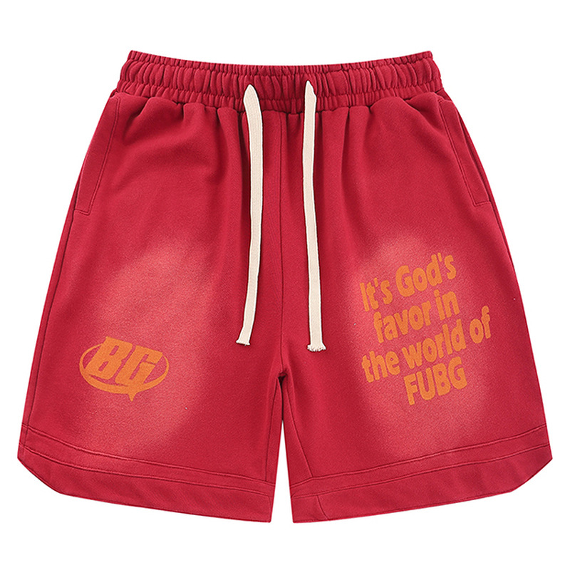 Wholesale Custom Printed Streetwear Vintage Acid Wash Shorts